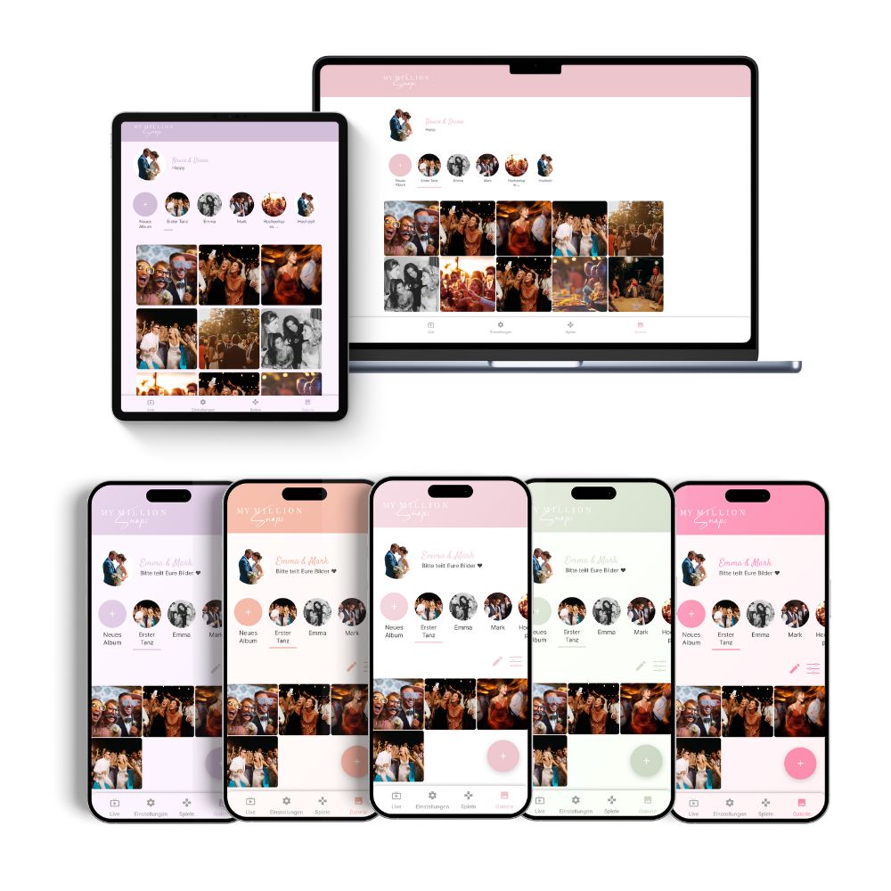 Hochzeitsgalerie + Hochzeitslogo Bundle – Fotos & Videos mit QR-Code sammeln