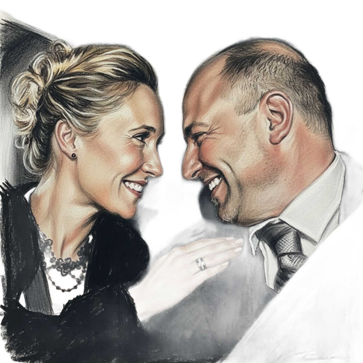 Personalisiertes Hochzeitslogo Kohlezeichnung Brautpaar Illustration