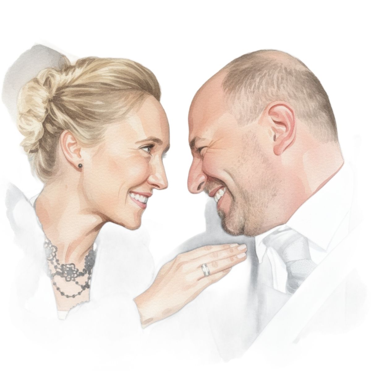 Personalisiertes Hochzeitslogo im Aquarell Stil Brautpaar Illustration